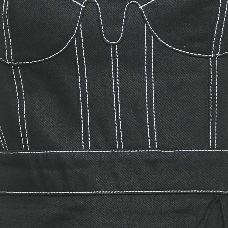 Pre Owned Alexander McQueen Black Denim Bustier Midi Dress M