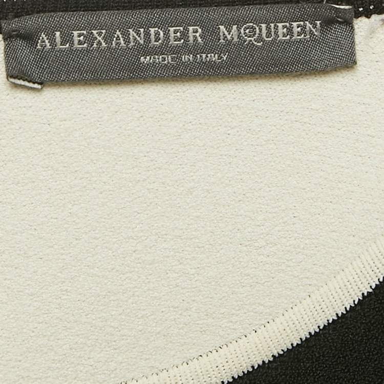 Pre Owned Alexander McQueen Black Floral Embossed Knit Crop Top M