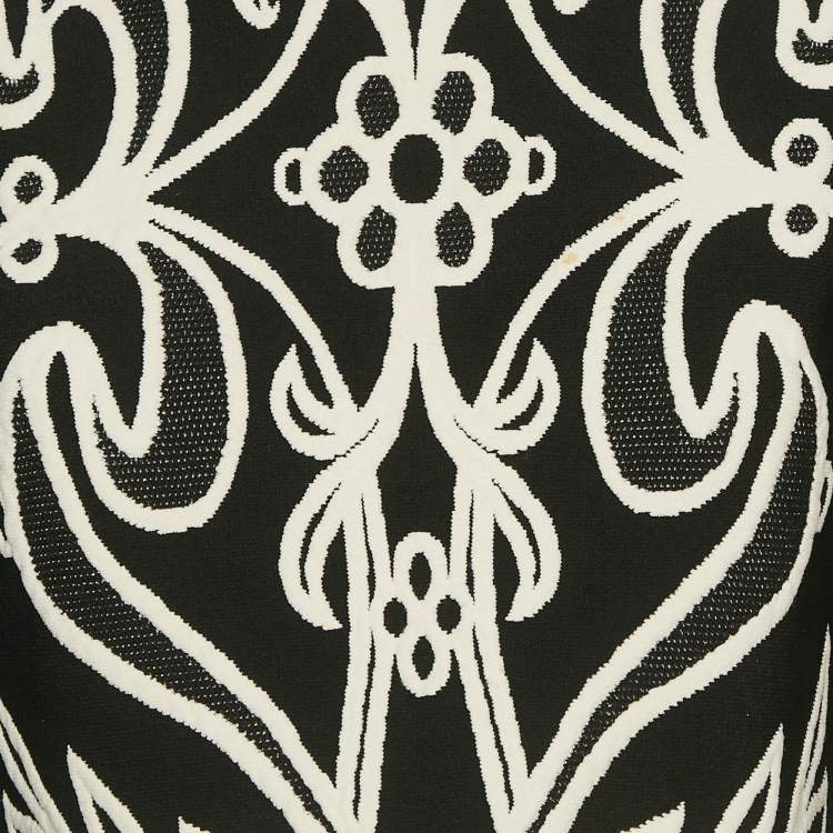 Pre Owned Alexander McQueen Black Floral Embossed Knit Crop Top M