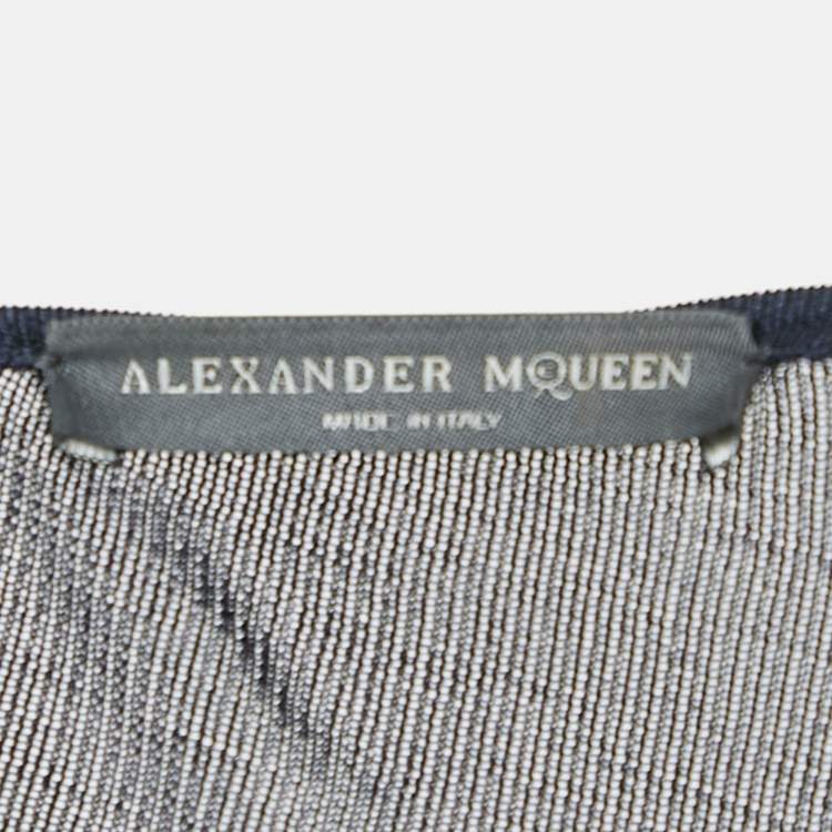 Pre Owned Alexander McQueen Navy Blue Jersey Asymmetric Dress M