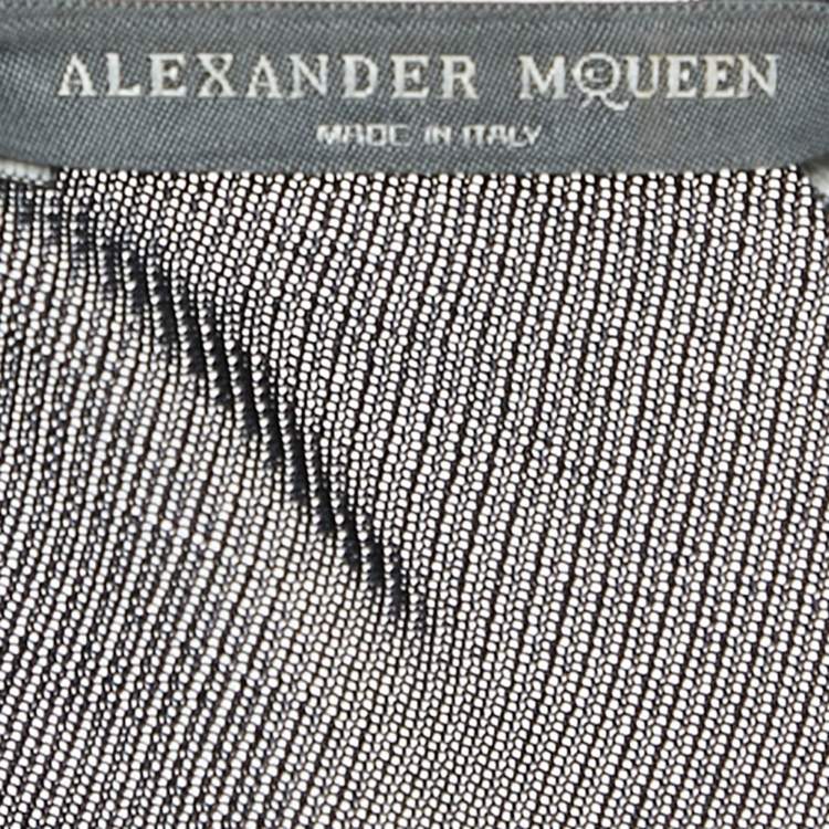 Pre Owned Alexander McQueen Navy Blue Jersey Asymmetric Dress M