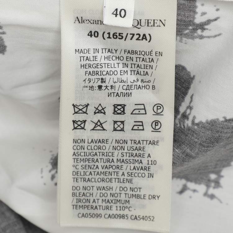Pre Owned Alexander McQueen Black/White Abstract Print Cotton Pleated Skirt S
