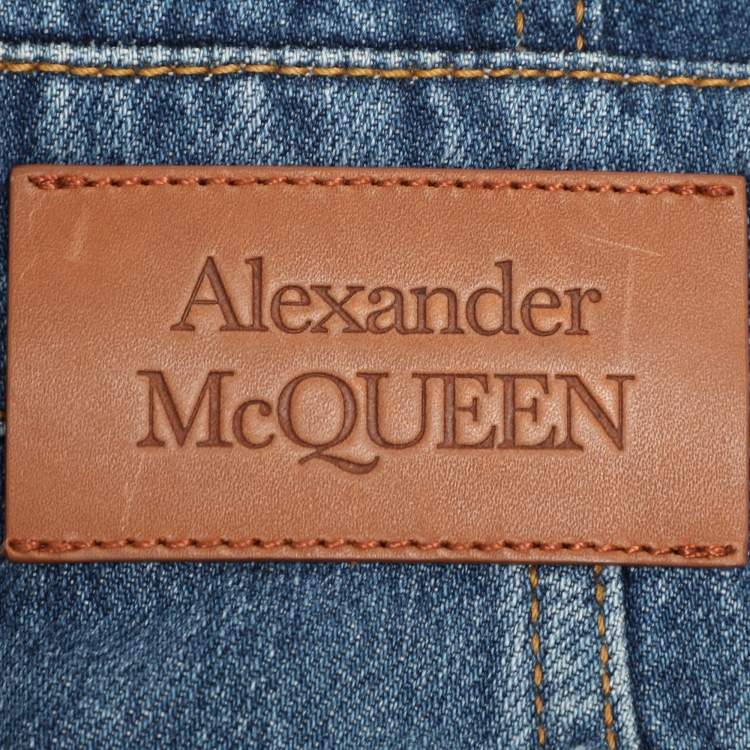 Pre Owned Alexander McQueen Blue Denim Bustier Midi Dress S