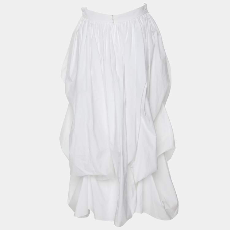 Pre Owned Alexander McQueen White Cotton Midi Skirt S