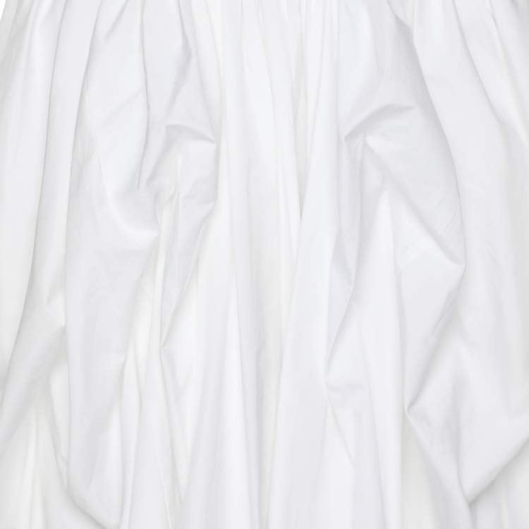 Pre Owned Alexander McQueen White Cotton Midi Skirt S
