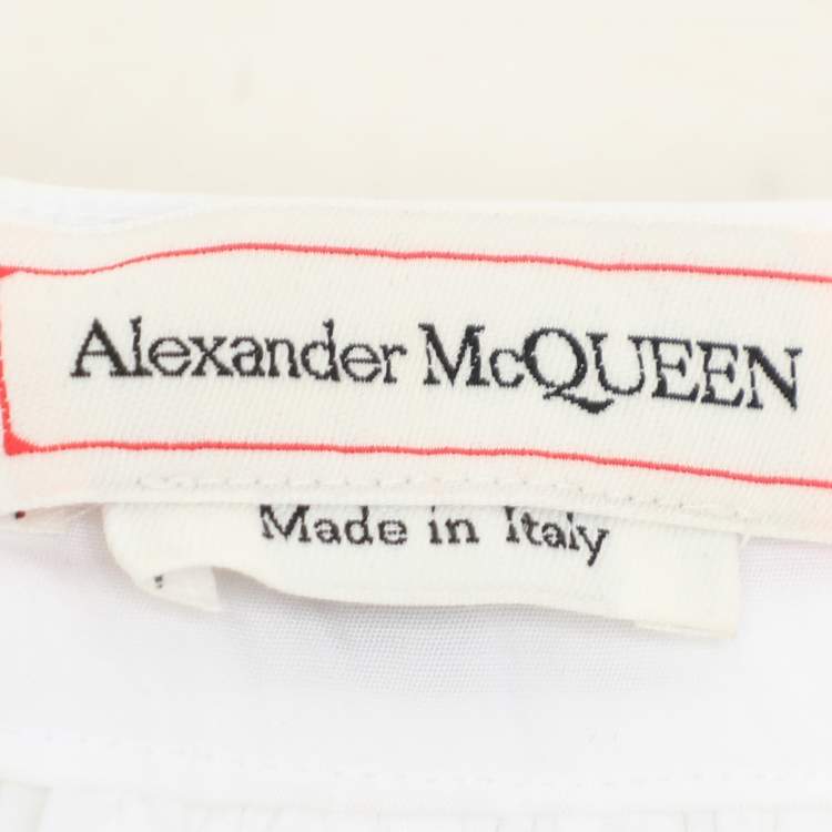 Pre Owned Alexander McQueen White Cotton Midi Skirt S