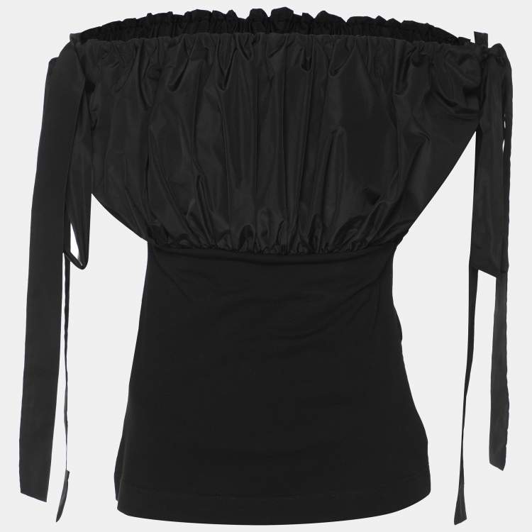 Pre Owned Alexander McQueen Black Polyester Off The Shoulder Top XS