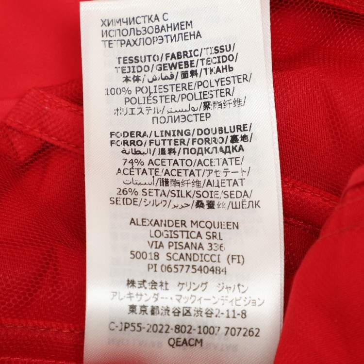 Pre Owned Alexander McQueen Red Polyester Pleated Taffeta Bustier Top S