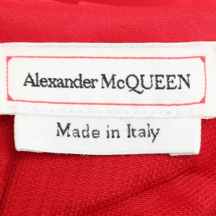 Pre Owned Alexander McQueen Red Polyester Pleated Taffeta Bustier Top S