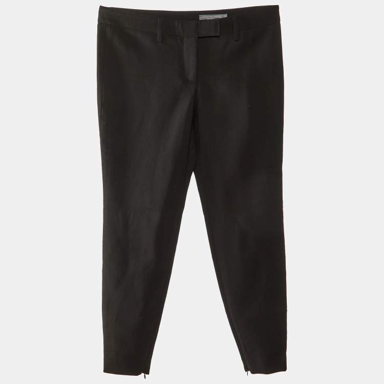 Pre Owned Alexander McQueen Black Wool Slim Fit Trousers S