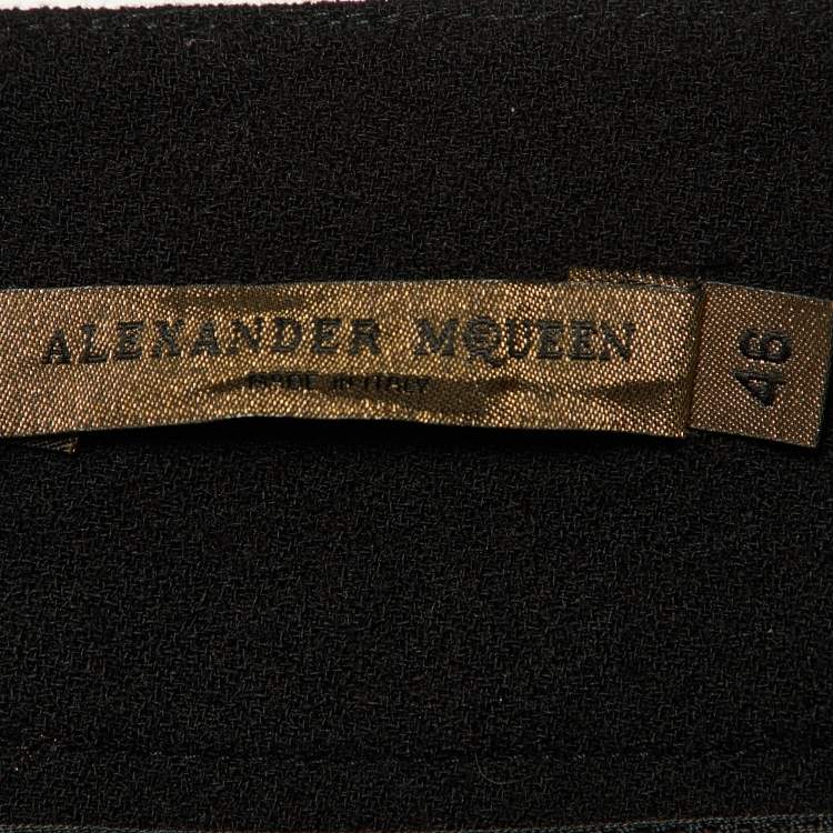 Pre Owned Alexander McQueen Black Fleece Wool Straight Fit Trousers L