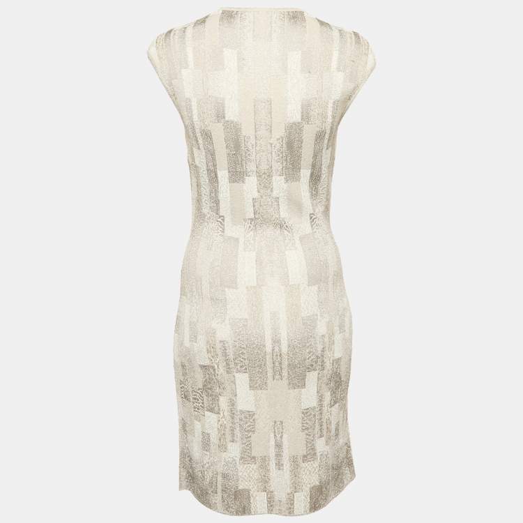 Pre Owned Alexander McQueen Metallic Stretch Knit Sleeveless Short Dress M