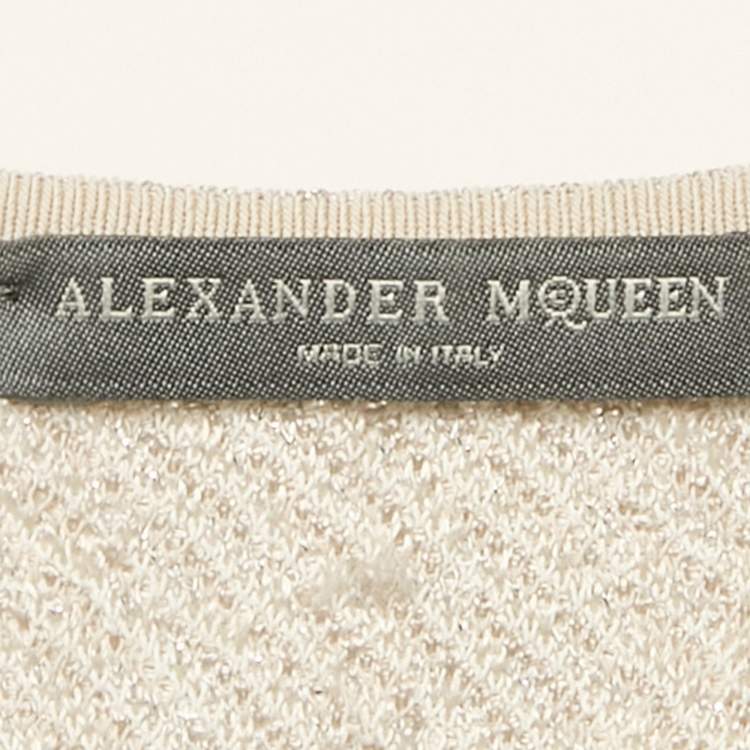 Pre Owned Alexander McQueen Metallic Stretch Knit Sleeveless Short Dress M