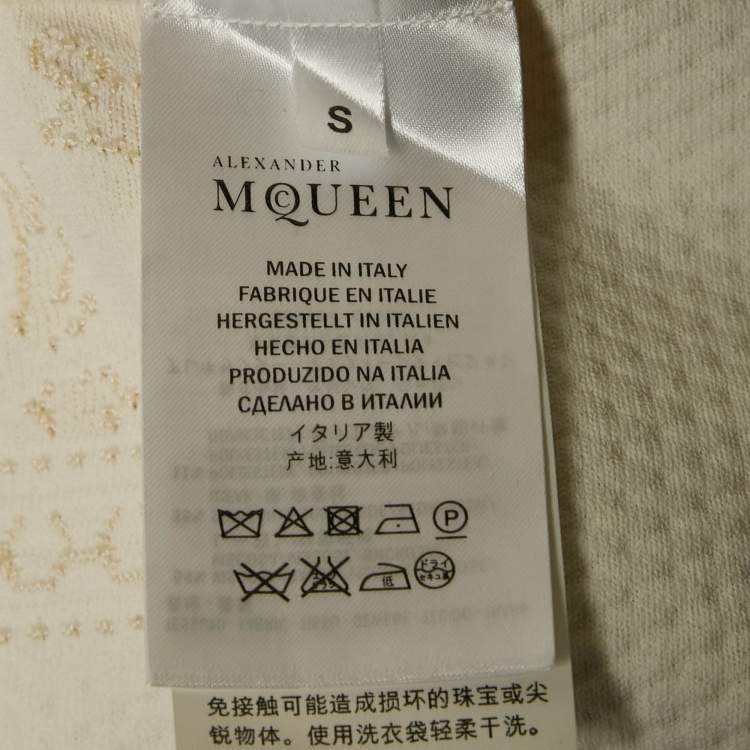 Pre Owned Alexander McQueen Cream Textured Knit Flared Mini Dress S