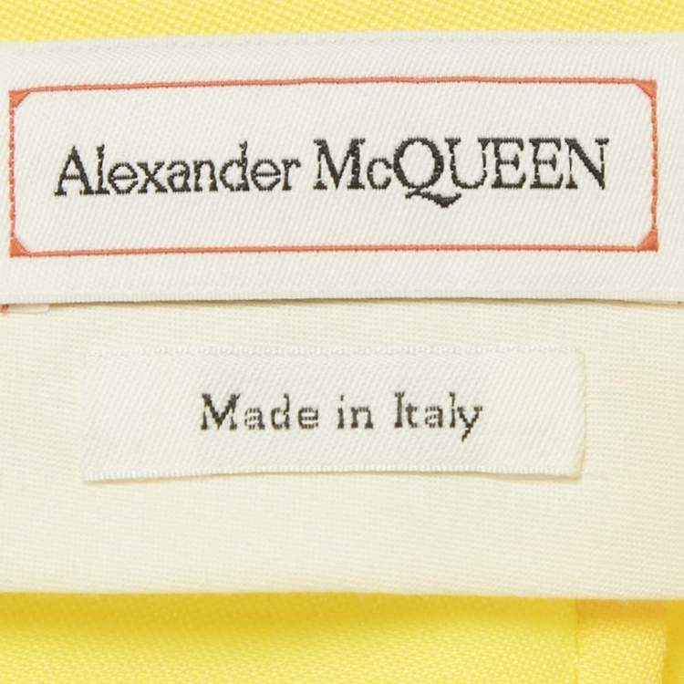 Pre Owned Alexander McQueen Yellow Wool Tapered Leg Trousers M