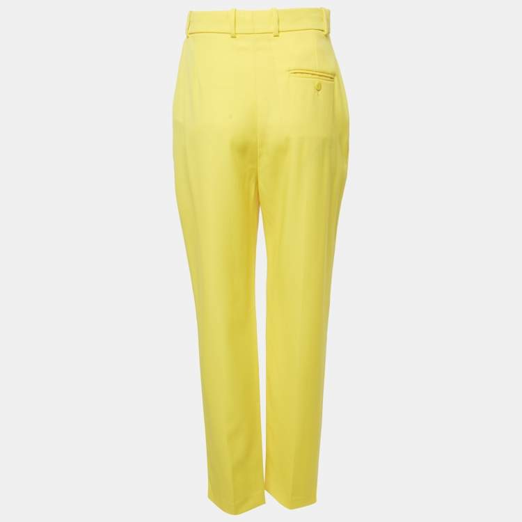 Pre Owned Alexander McQueen Yellow Wool Tapered Leg Trousers M