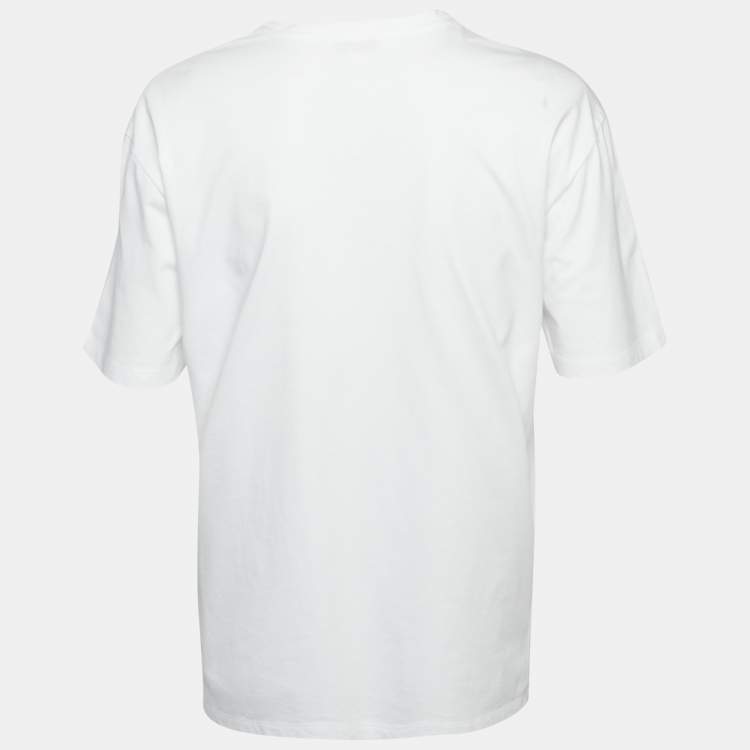 Pre Owned Alexander McQueen White Logo Print Jersey T-Shirt S