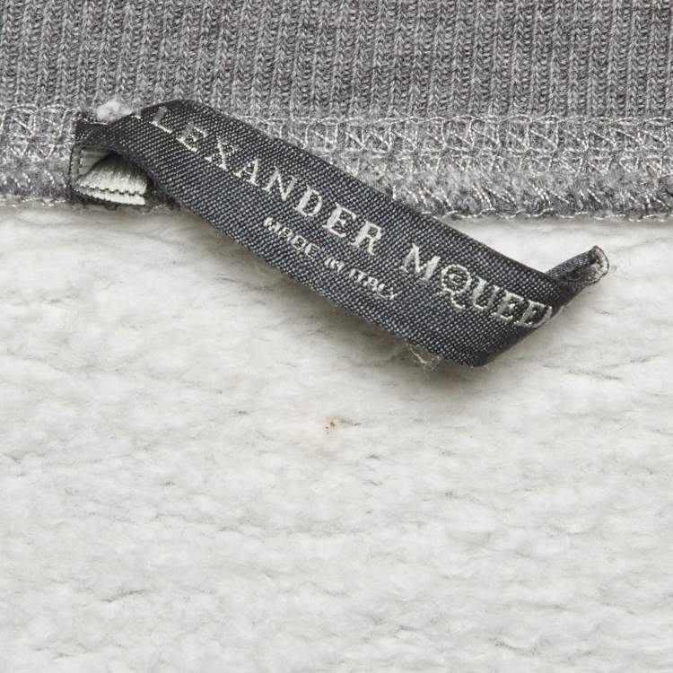 Pre Owned Alexander McQueen Grey Cotton Embellished Sweatshirt S