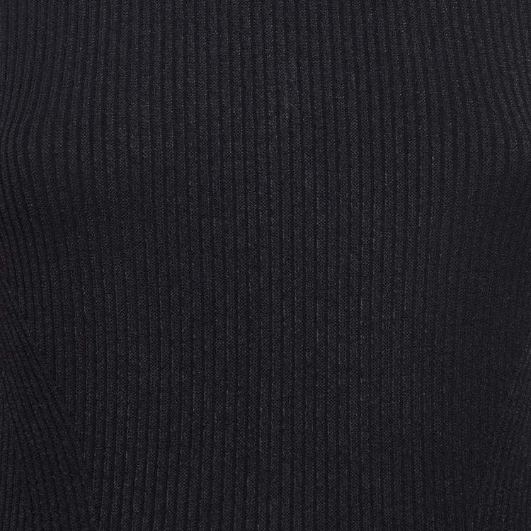 Pre Owned Alexander McQueen Black Knit Bead Detail Asymmetrical Dress S