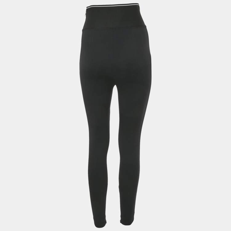 Pre Owned Alexander Wang Black Knit Logo Waist Detail Pants S