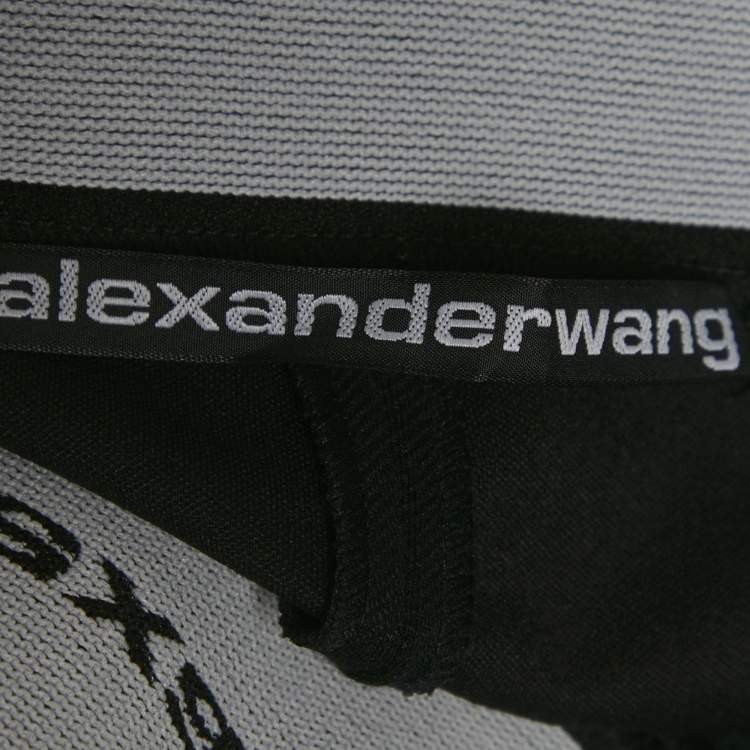 Pre Owned Alexander Wang Black Knit Logo Waist Detail Pants S
