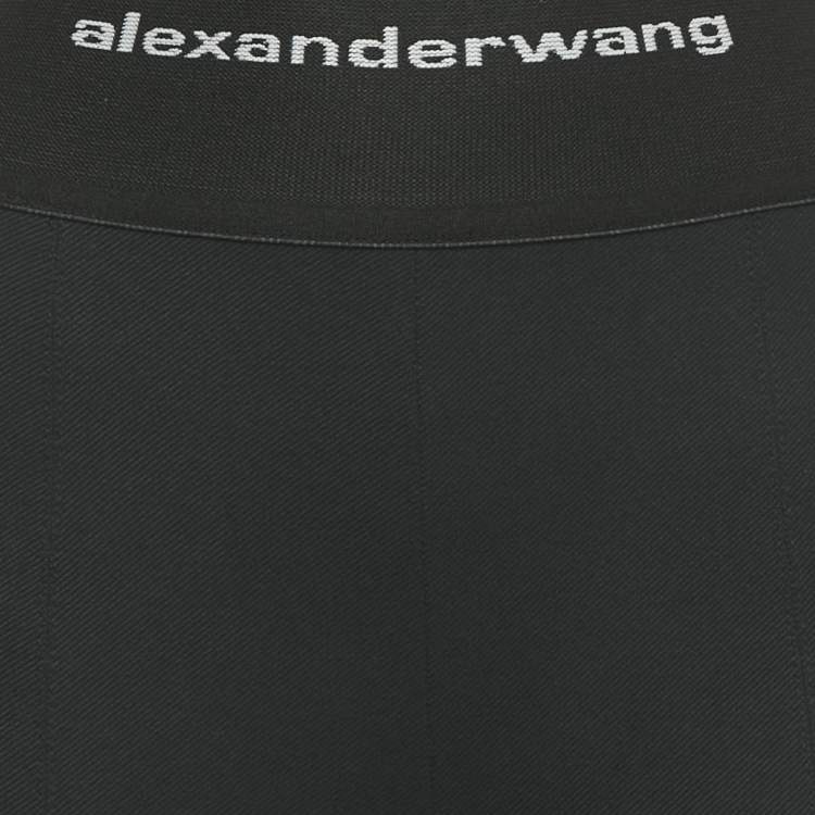 Pre Owned Alexander Wang Black Knit Logo Waist Detail Pants S