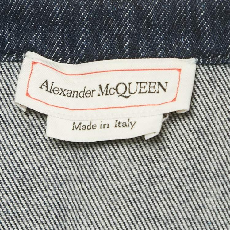 Pre Owned Alexander McQueen Blue Denim Jacket and Skirt Set M