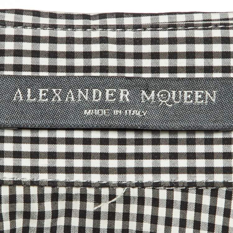 Pre Owned Alexander McQueen Black & White Gingham Print Cotton Blend Shirt S