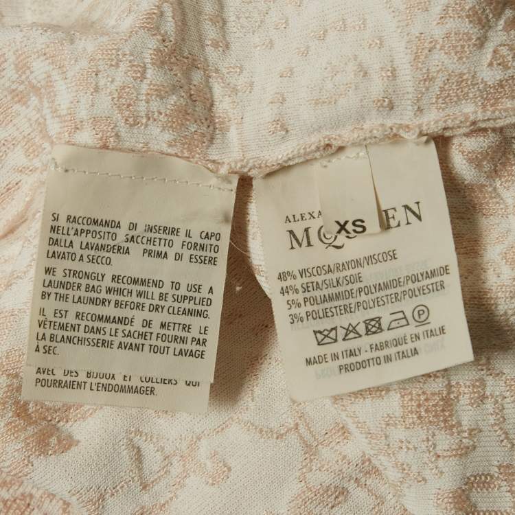 Pre Owned Alexander McQueen Pink Jacquard Knit Mini Bodycon Dress XS