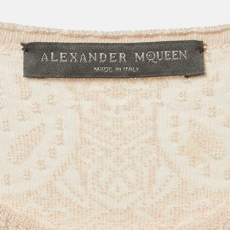 Pre Owned Alexander McQueen Pink Jacquard Knit Mini Bodycon Dress XS
