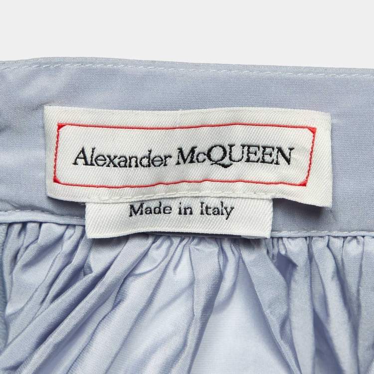 Pre Owned Alexander McQueen Grey Taffeta Mini Skirt M