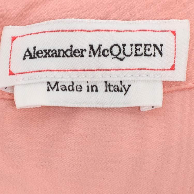 Pre Owned Alexander McQueen Multicolor Trompe L'Oeil Printed Silk Puff-Sleeve Midi Dress S