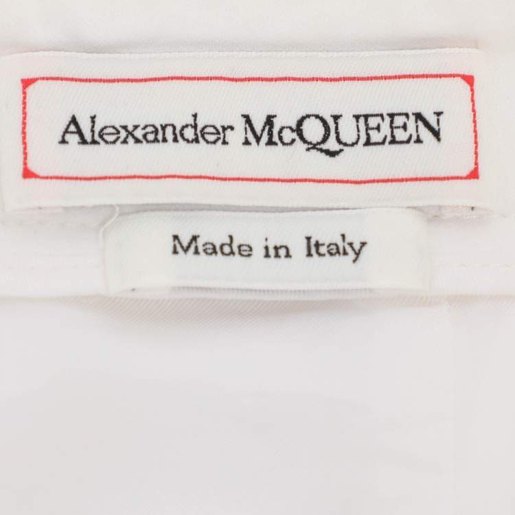 Pre Owned Alexander McQueen White Crepe Capri Pants L