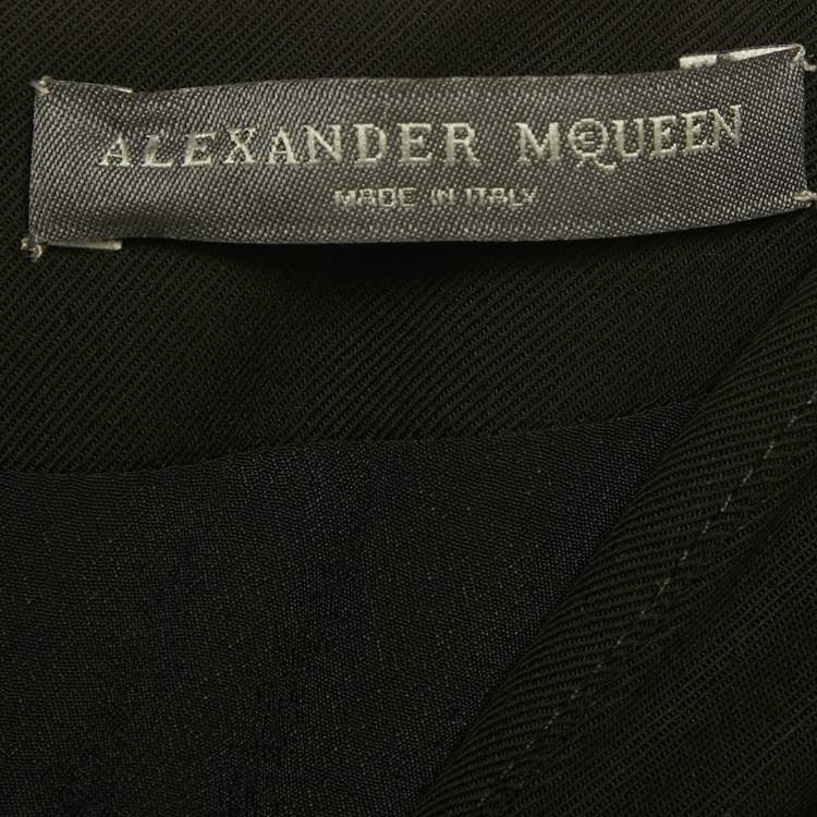 Pre Owned Alexander McQueen Black Crepe Midi Dress XS