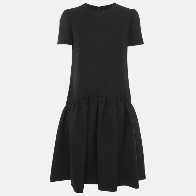 Pre Owned Alexander McQueen Black Wool Blend Drop Waist Midi Dress M