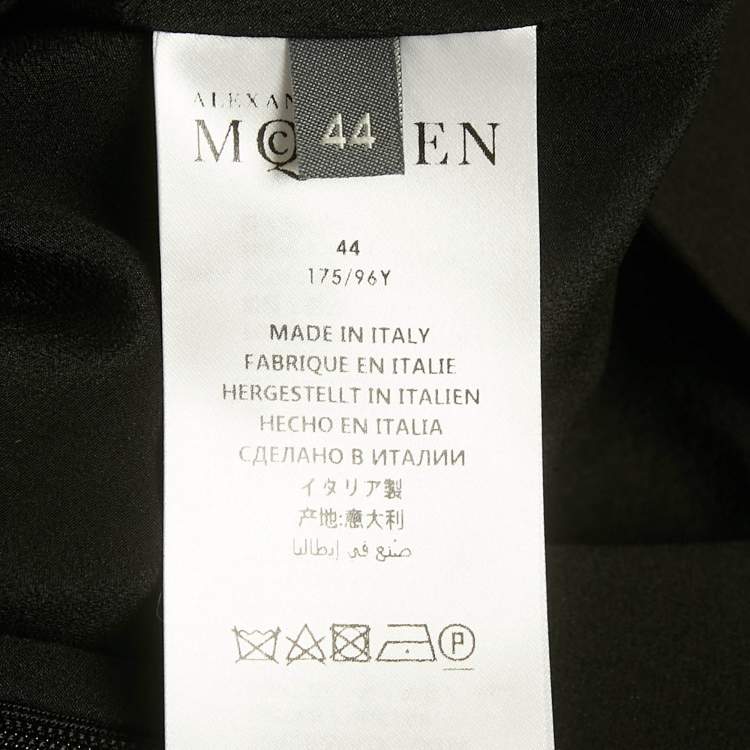 Pre Owned Alexander McQueen Black Wool Blend Drop Waist Midi Dress M