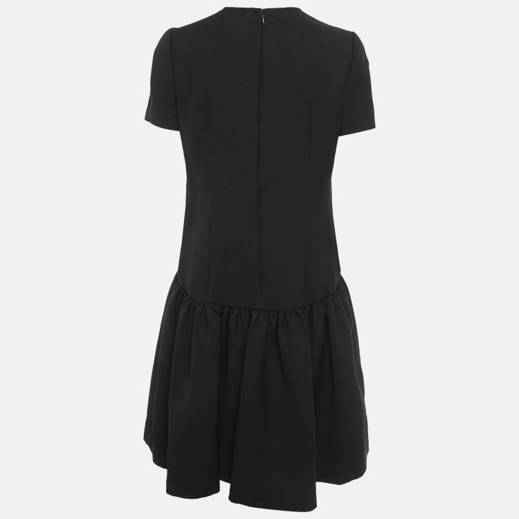 Pre Owned Alexander McQueen Black Wool Blend Drop Waist Midi Dress M