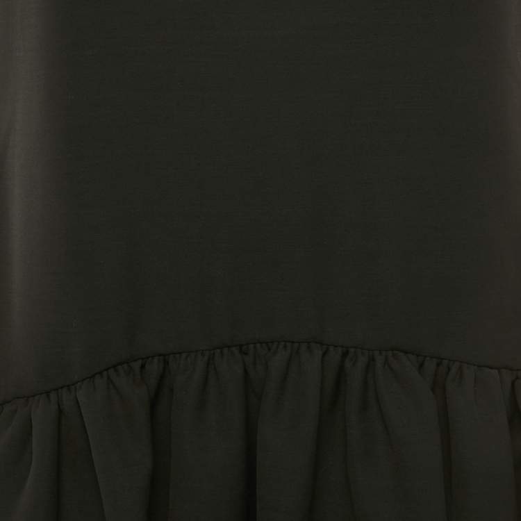 Pre Owned Alexander McQueen Black Wool Blend Drop Waist Midi Dress M