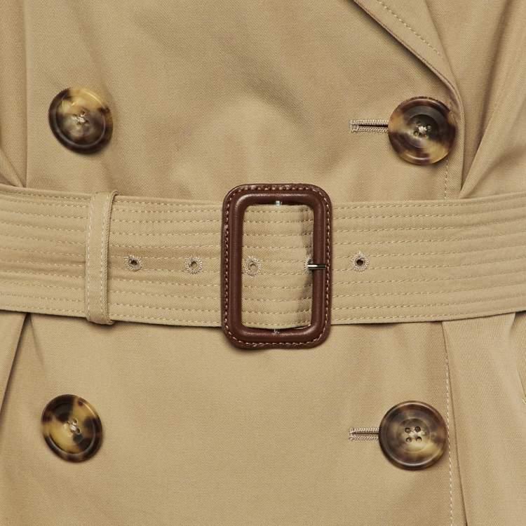 Pre Owned Alexander McQueen Beige Logo Print Cotton Trench Coat S