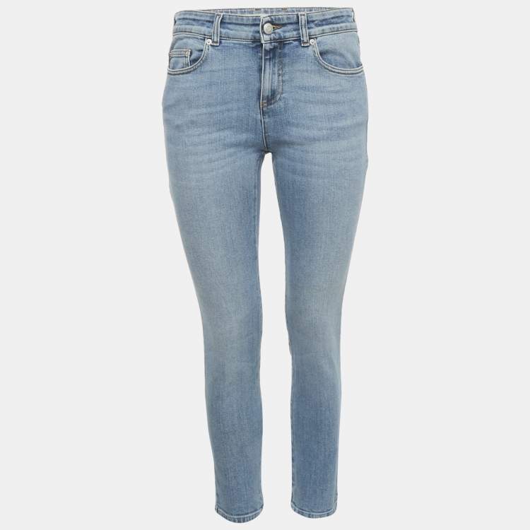 Pre Owned Alexander McQueen Blue Embroidered Denim Skinny Jeans M Waist 29"