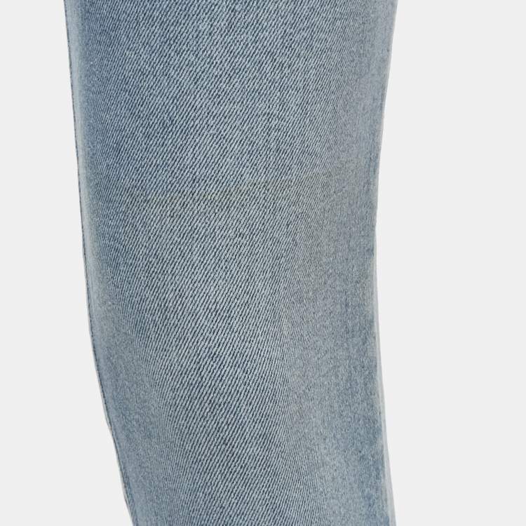 Pre Owned Alexander McQueen Blue Embroidered Denim Skinny Jeans M Waist 29"