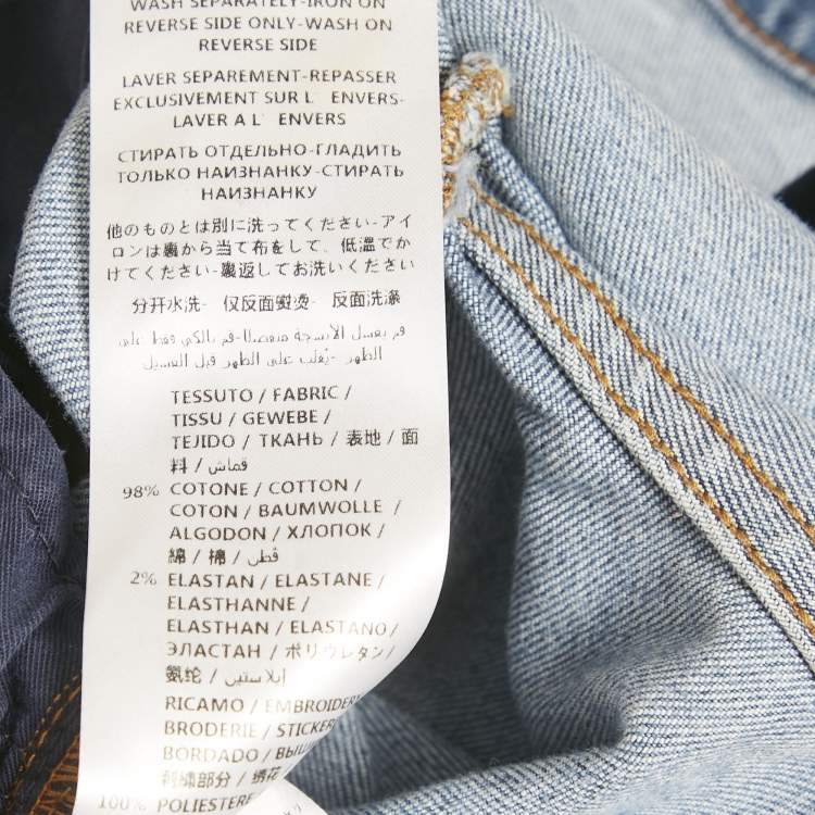 Pre Owned Alexander McQueen Blue Embroidered Denim Skinny Jeans M Waist 29"