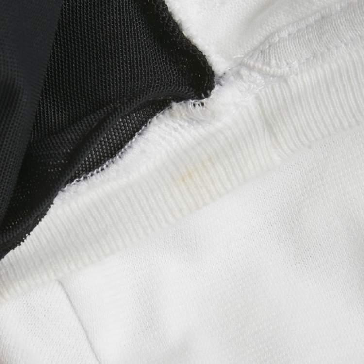 Pre Owned Alexander McQueen White Cotton Knit & Black Corset Inset Top S