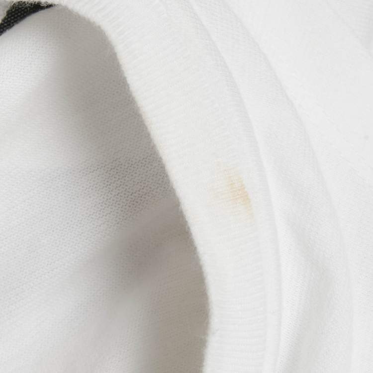 Pre Owned Alexander McQueen White Cotton Knit & Black Corset Inset Top S