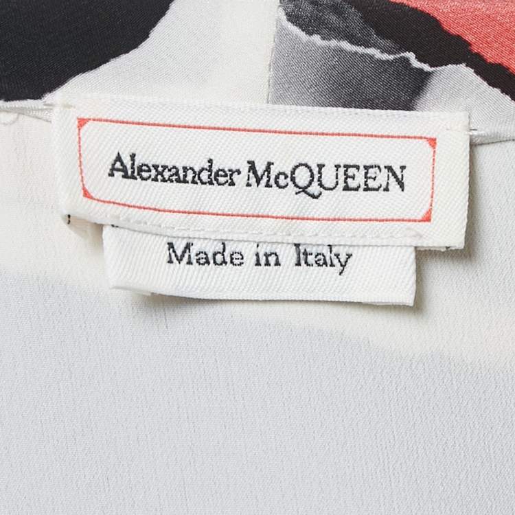 Pre Owned Alexander McQueen Pink Printed Silk Flared Hem Short Dress M