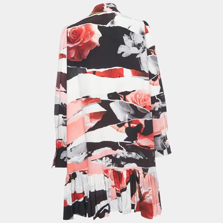 Pre Owned Alexander McQueen Pink Printed Silk Flared Hem Short Dress M