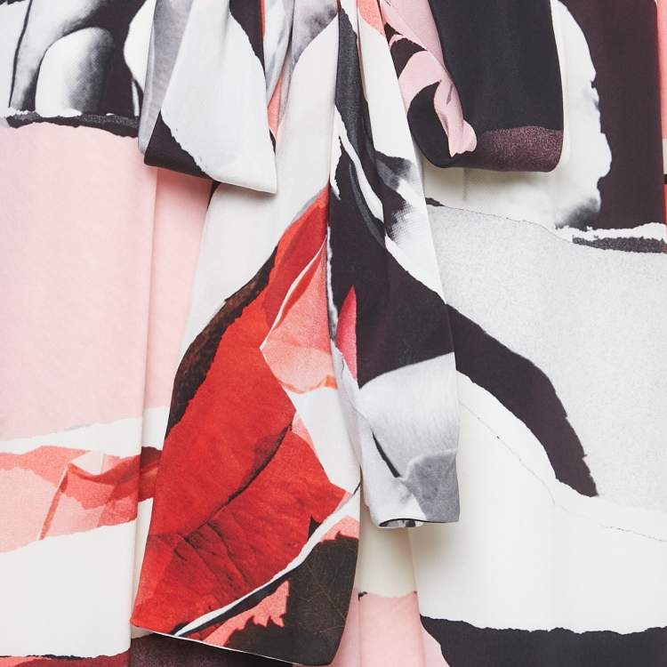 Pre Owned Alexander McQueen Pink Printed Silk Flared Hem Short Dress M