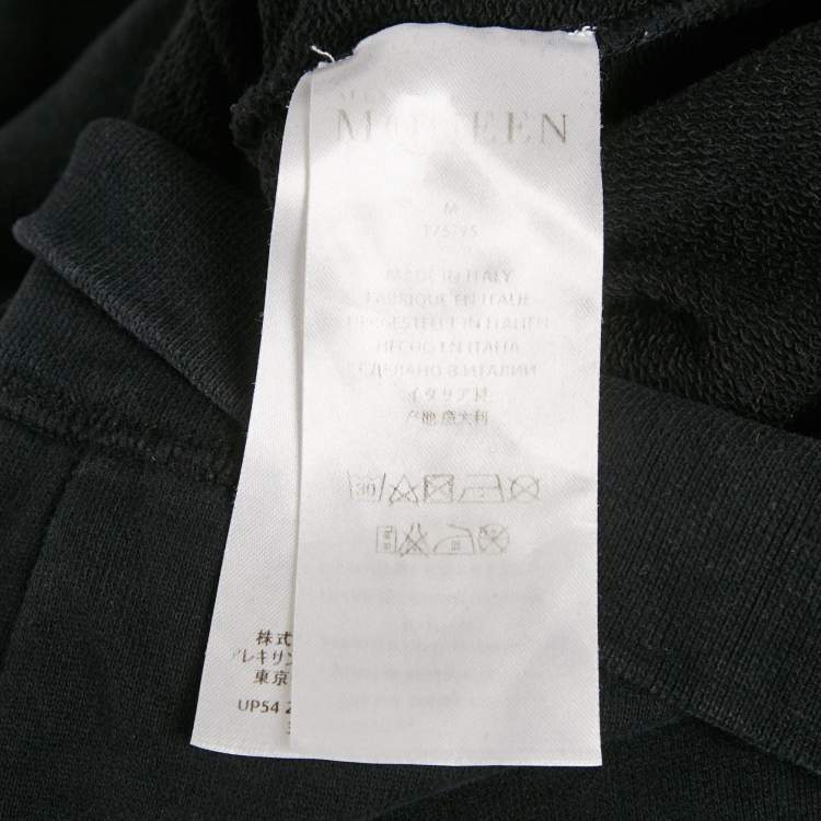 Pre Owned Alexander McQueen Black Embroidered Cotton Crewneck Sweatshirt M