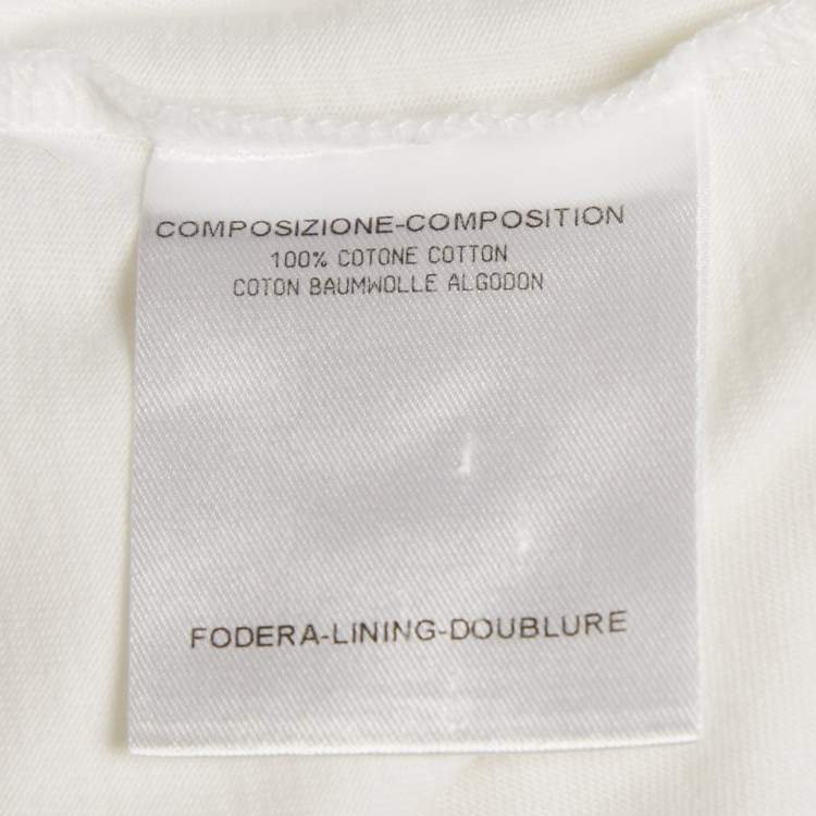 Pre Owned Alexander McQueen White Embroidered Jersey V-Neck T-Shirt S