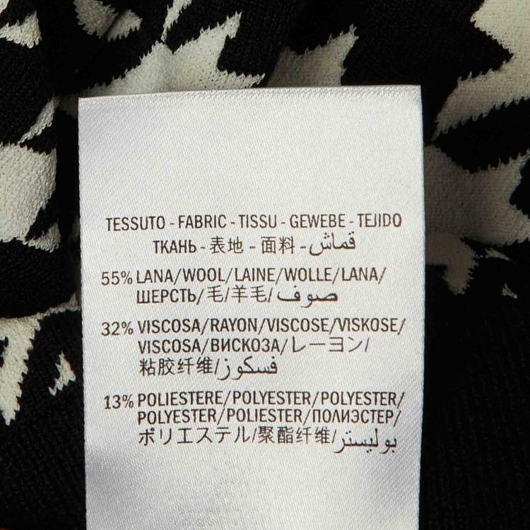 Pre Owned Alexander McQueen Monochrome Houndstooth Wool Tie Detail Jumper XL